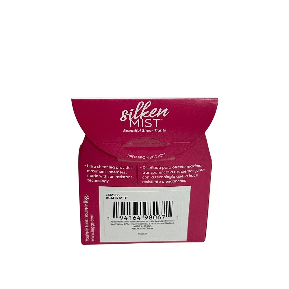 L'eggs Silken Mist Ultra Sheer Tights Control Top Black Mist Size Q+ LSM200 NEW